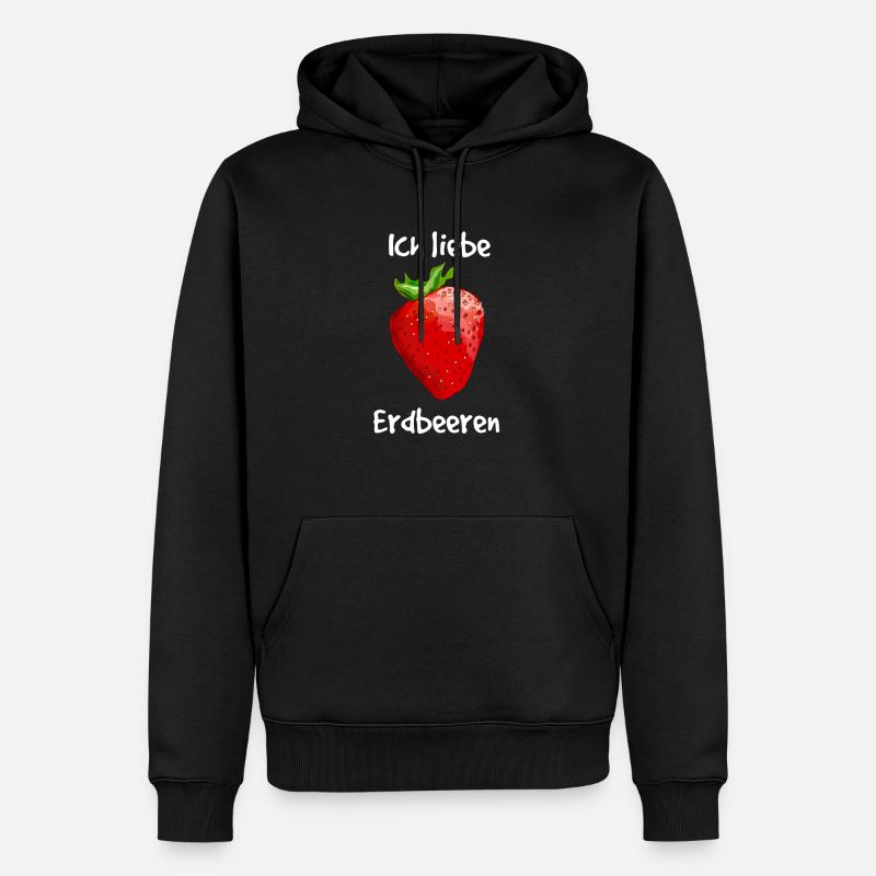 Ich liebe Erdbeeren - Männer Premium Bio Hoodie - Schwarz