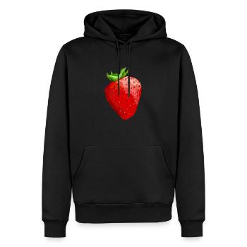 Erdbeere - Männer Premium Bio Hoodie - Schwarz - Vorne - Nico (187cm)