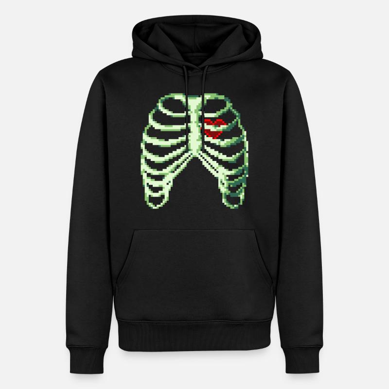 Coeur 8bit - Sweat à capuche Premium bio Homme - noir