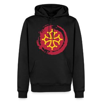 croix occitane 02 - Sweat à capuche Premium bio Homme - noir - Devant - Nico (187cm)