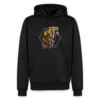 Tiger Geometrisch | Geschenkidee - Männer Premium Bio Hoodie - Schwarz - Vorne - Nico (187cm)