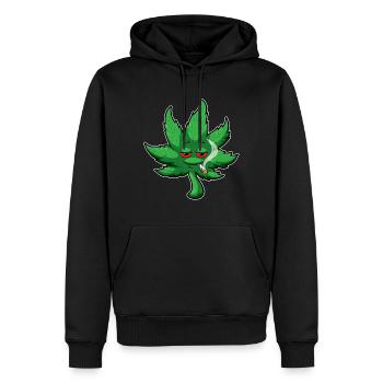 Cannabis Blatt mit roten Augen raucht Weed - THC - Männer Premium Bio Hoodie - Schwarz - Vorne - Nico (187cm)