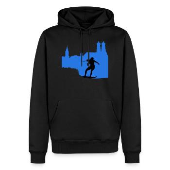 Bavarian Monkey City Surf Munich - Men’s Premium Organic Hoodie - black - Front - Nico (187cm)