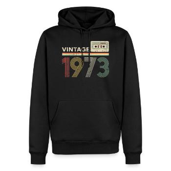 50. Geburtstag Vintage 1973 Kassette Retro Pseudo - Männer Premium Bio Hoodie - Schwarz - Vorne - Nico (187cm)