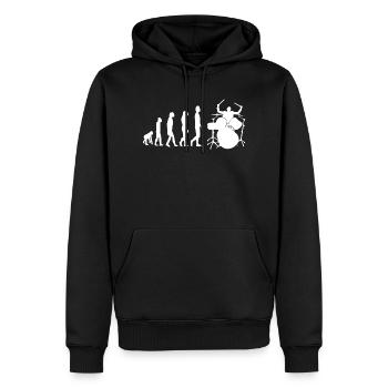Evolution du batteur - Sweat à capuche Premium bio Homme - noir - Devant - Nico (187cm)