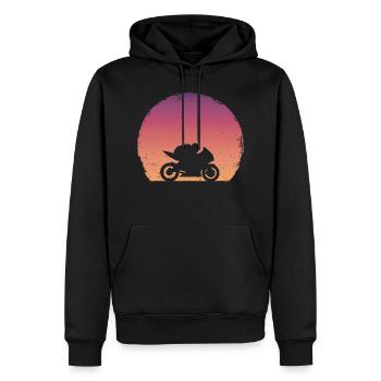 motorcycle sport sunset vintage design - Men’s Premium Organic Hoodie - black - Front - Nico (187cm)