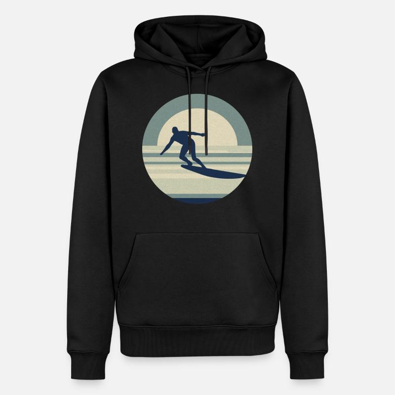 Surfeur cool - rétro - Sweat à capuche Premium bio Homme - noir