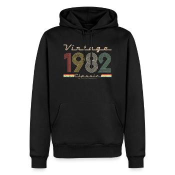 Vintage Classic 1982 pseudo rétro année de naissance - Sweat à capuche Premium bio Homme - noir - Devant - Nico (187cm)