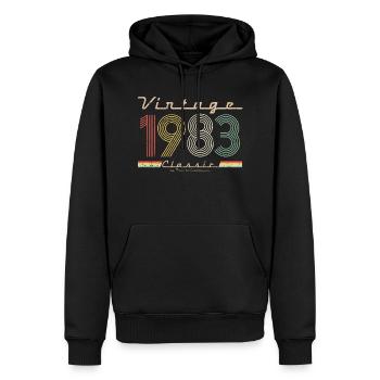 40e anniversaire Vintage Classic 1983 Rétro - Sweat à capuche Premium bio Homme - noir - Devant - Nico (187cm)