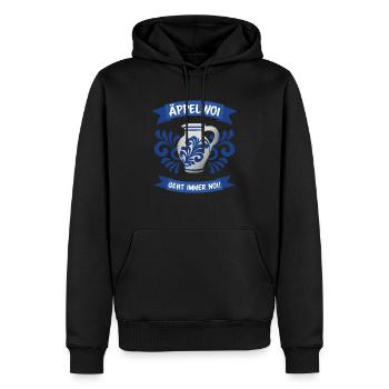Lustige Geschenkidee Apfelwein, Äppler und Bembel - Männer Premium Bio Hoodie - Schwarz - Vorne - Nico (187cm)