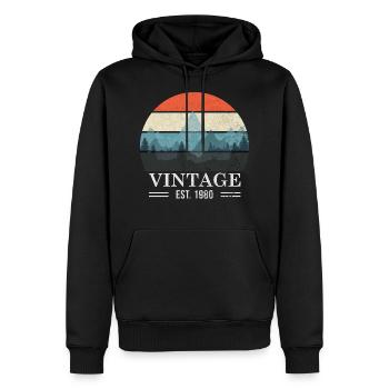 Vintage - Est. 1980 - Rétro - Sweat à capuche Premium bio Homme - noir - Devant - Nico (187cm)