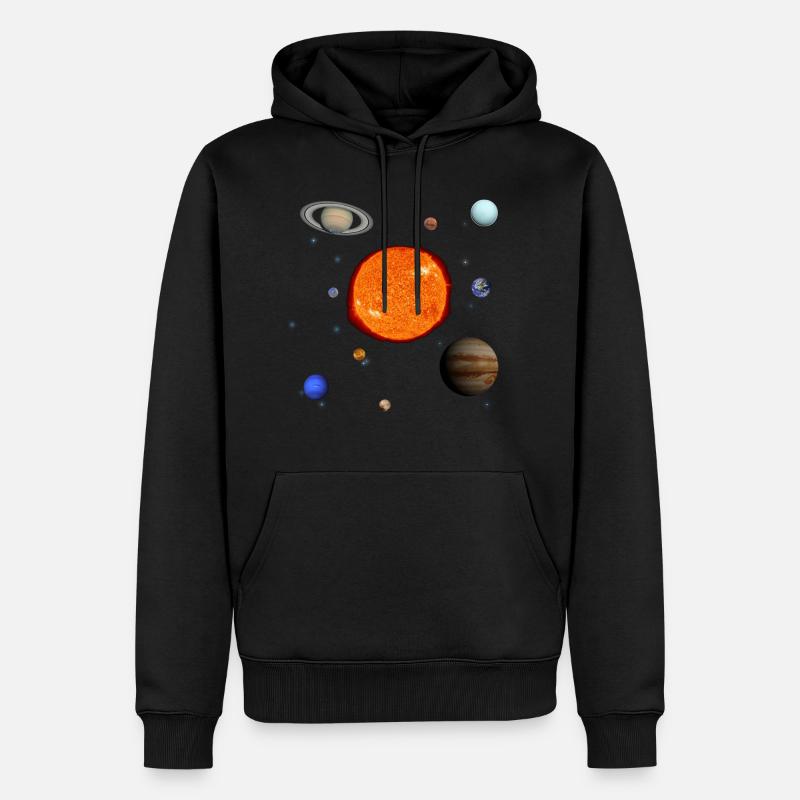 Unser Sonnensystem mit Pluto! - Männer Premium Bio Hoodie - Schwarz