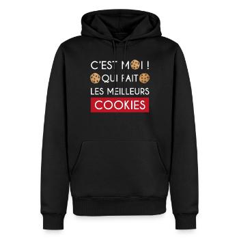 cadeau marrant cookie cuisine - Sweat à capuche Premium bio Homme - noir - Devant - Nico (187cm)