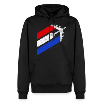 B-52 Stratofortress USA Contrails Rot Wei� Blau - Männer Premium Bio Hoodie - Schwarz - Vorne - Nico (187cm)