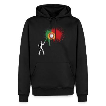 Drapeau du Portugal Drapeau italien Drapeau portugais - Sweat à capuche Premium bio Homme - noir - Devant - Nico (187cm)