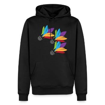 Federbälle - Männer Premium Bio Hoodie - Schwarz - Vorne - Nico (187cm)