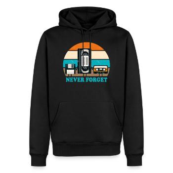 Nie vergessen - VHS, Kassette, Diskette - Retro - Männer Premium Bio Hoodie - Schwarz - Vorne - Nico (187cm)