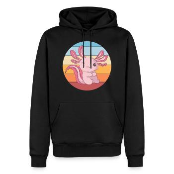 Schwanzlurch Geschenk Brusttasche Axolotl - Männer Premium Bio Hoodie - Schwarz - Vorne - Nico (187cm)