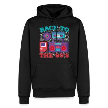 90s 90 - Sweat à capuche Premium bio Homme - noir - Devant - Nico (187cm)