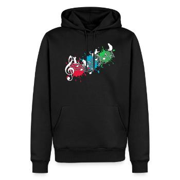 Drôle de chats De la musique de couleur - Sweat à capuche Premium bio Homme - noir - Devant - Nico (187cm)