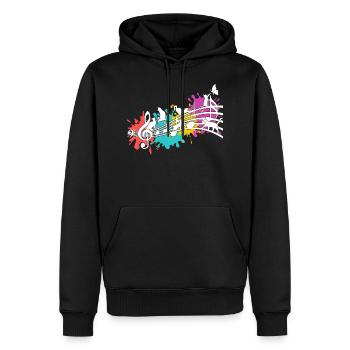 Lustige Katzen Notenlinien Farbkleckse - Männer Premium Bio Hoodie - Schwarz - Vorne - Nico (187cm)