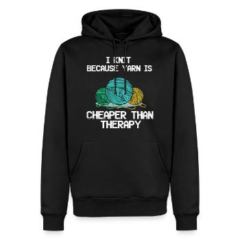 Stricken ist besser als Therapy Stricken Nadeln - Männer Premium Bio Hoodie - Schwarz - Vorne - Nico (187cm)
