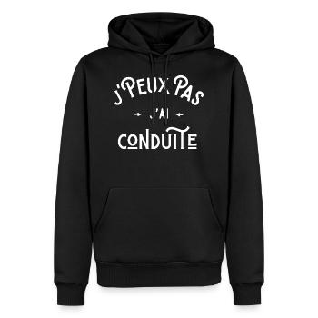 je peux pas j'ai conduite idée cadeau humour - Sweat à capuche Premium bio Homme - noir - Devant - Nico (187cm)
