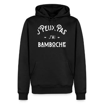je peux pas j'ai bamboche cadeau citation humour - Sweat à capuche Premium bio Homme - noir - Devant - Nico (187cm)