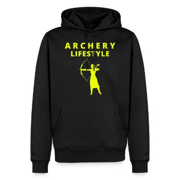 Tir à l’arc Fléchette Arc rétro rétro vintage - Sweat à capuche Premium bio Homme - noir - Devant - Nico (187cm)