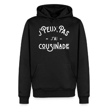 je peux pas j'ai cousinade idée cadeau humour - Sweat à capuche Premium bio Homme - noir - Devant - Nico (187cm)