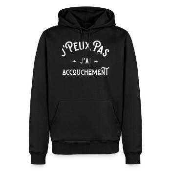 je peux pas j' ai accouchement humour naissance - Sweat à capuche Premium bio Homme - noir - Devant - Nico (187cm)