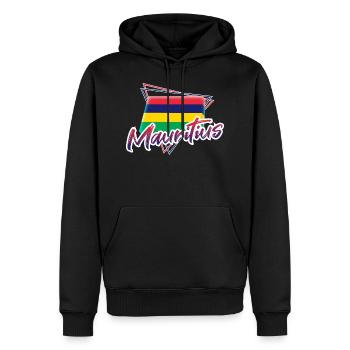 Mauritius - Männer Premium Bio Hoodie - Schwarz - Vorne - Nico (187cm)