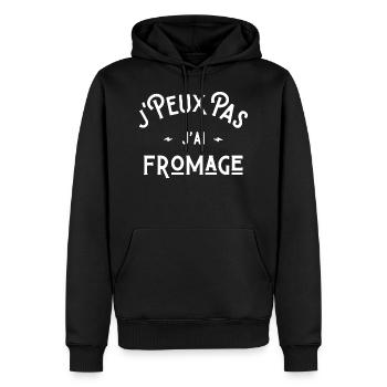 je peux pas j'ai fromage cadeau citation humour - Sweat à capuche Premium bio Homme - noir - Devant - Nico (187cm)