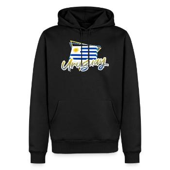 Uruguay - Männer Premium Bio Hoodie - Schwarz - Vorne - Nico (187cm)