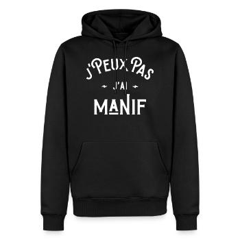 je peux pas j'ai manif cadeau humour citations - Sweat à capuche Premium bio Homme - noir - Devant - Nico (187cm)