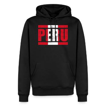 Pérou - Sweat à capuche Premium bio Homme - noir - Devant - Nico (187cm)