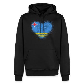 Aruba - Männer Premium Bio Hoodie - Schwarz - Vorne - Nico (187cm)