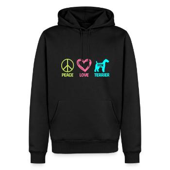Foxterrier Hund Peace Love Liebhaber Geschenk - Männer Premium Bio Hoodie - Schwarz - Vorne - Nico (187cm)