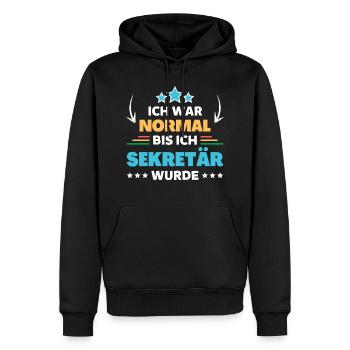 J’étais normale jusqu’à ce que je devienne secrétaire - Sweat à capuche Premium bio Homme - noir - Devant - Nico (187cm)