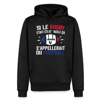 Wenn Rugby einfach wäre, würde es Fußball heißen - Männer Premium Bio Hoodie - Schwarz - Vorne - Nico (187cm)