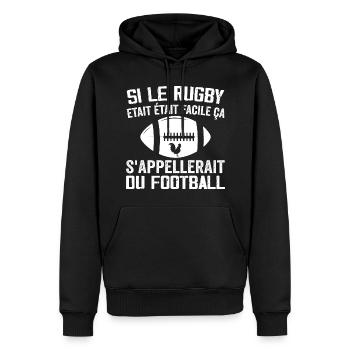 Wenn Rugby einfach wäre, würde es Fußball heißen - Männer Premium Bio Hoodie - Schwarz - Vorne - Nico (187cm)