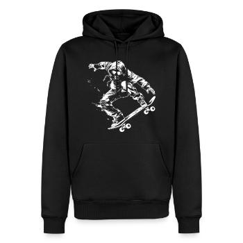 Skateboarder Cartoon Look - Männer Premium Bio Hoodie - Schwarz - Vorne - Nico (187cm)