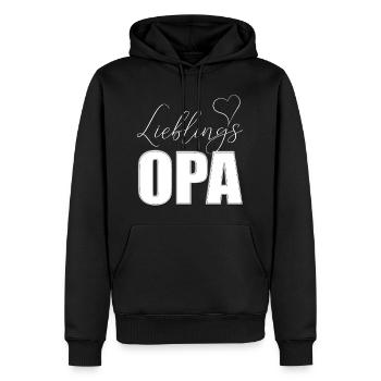 Lieblings Opa Lieblingsopa mit Herz - Männer Premium Bio Hoodie - Schwarz - Vorne - Nico (187cm)