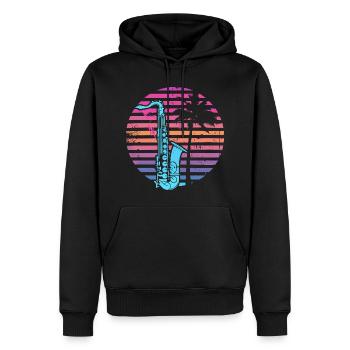 Saxophone des années 90 - Sweat à capuche Premium bio Homme - noir - Devant - Nico (187cm)