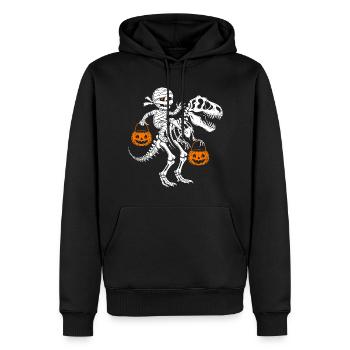 Squelette de momie avec citrouille d’Halloween et Trex Dino - Sweat à capuche Premium bio Homme - noir - Devant - Nico (187cm)