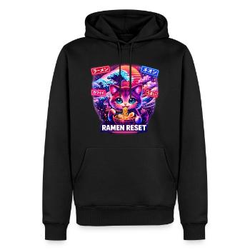 Ramen Katze Gaming Neon Kawaii Japan - Männer Premium Bio Hoodie - Schwarz - Vorne - Nico (187cm)