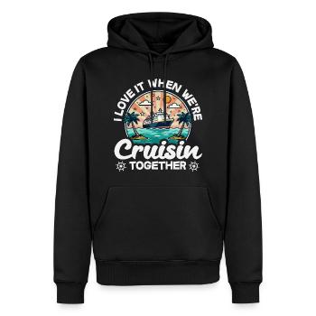 J’adore quand on fait des croisières ensemble - Sweat à capuche Premium bio Homme - noir - Devant - Nico (187cm)