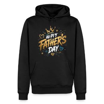 Journée fête des pères - Doré - Vatertag - Männer Premium Bio Hoodie - Schwarz - Vorne - Nico (187cm)