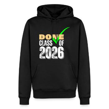 Coche de fin d’études de la promotion 2026 terminée - Sweat à capuche Premium bio Homme - noir - Devant - Nico (187cm)