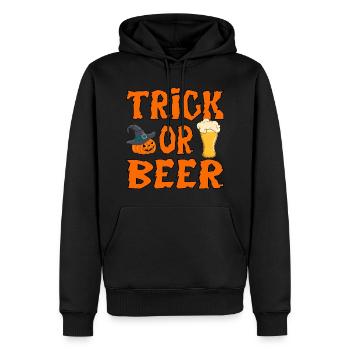 Astuce d’Halloween ou bière - Sweat à capuche Premium bio Homme - noir - Devant - Nico (187cm)